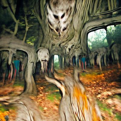 Haunted Forest: Ancient Trees in the Dark