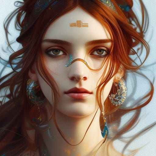 Slavic Goddess Portrait in Hyperdetailed Digital Art
