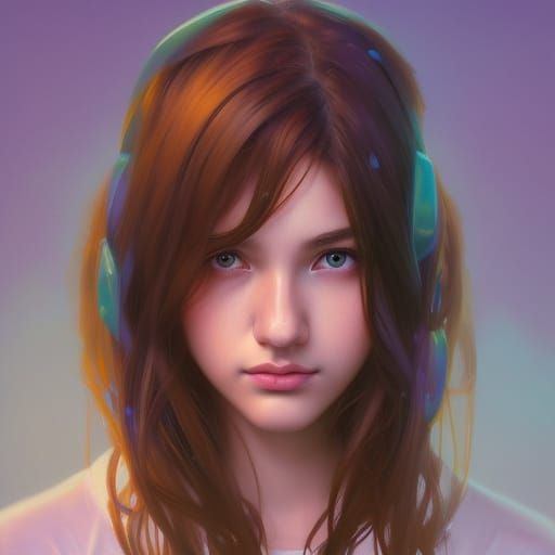 Detailed Portrait of College Teen in Digital Art Style