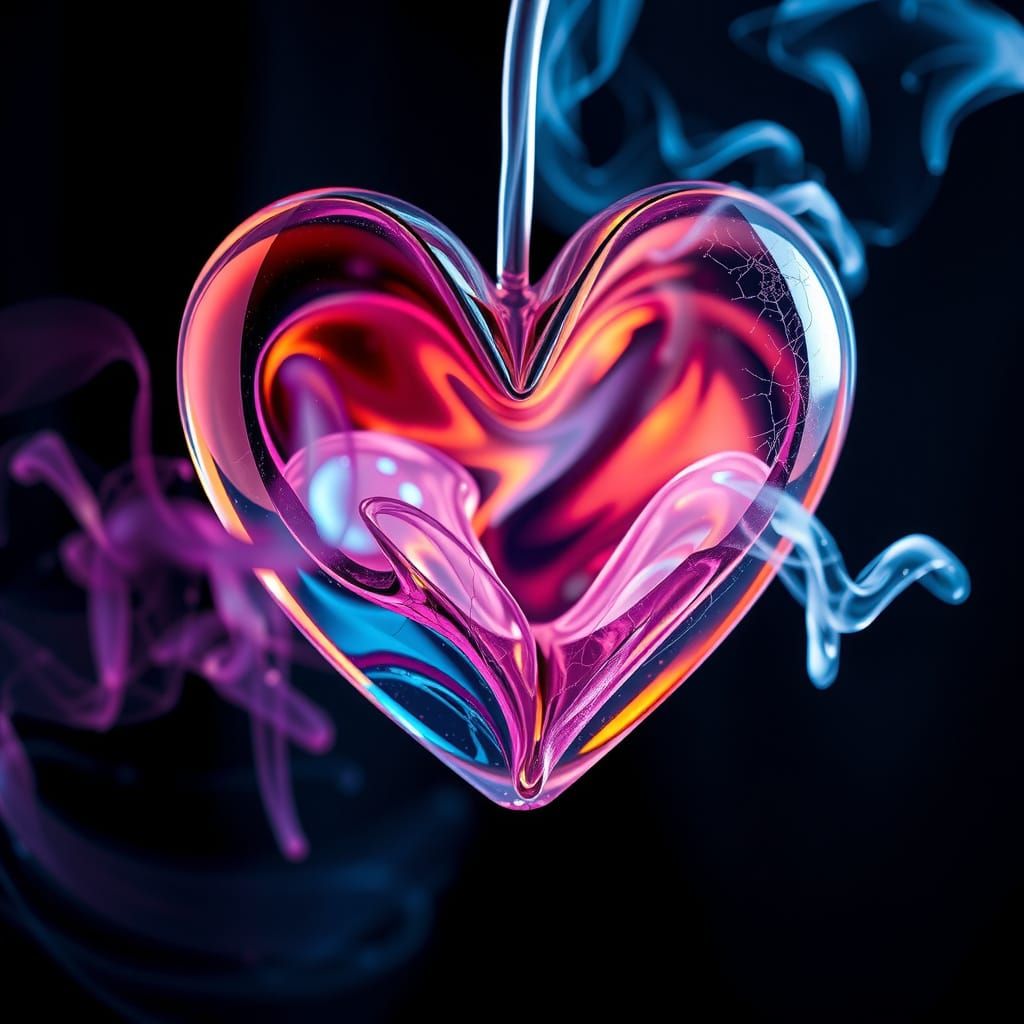 Ethereal Metallic Heart in Moody Blackness