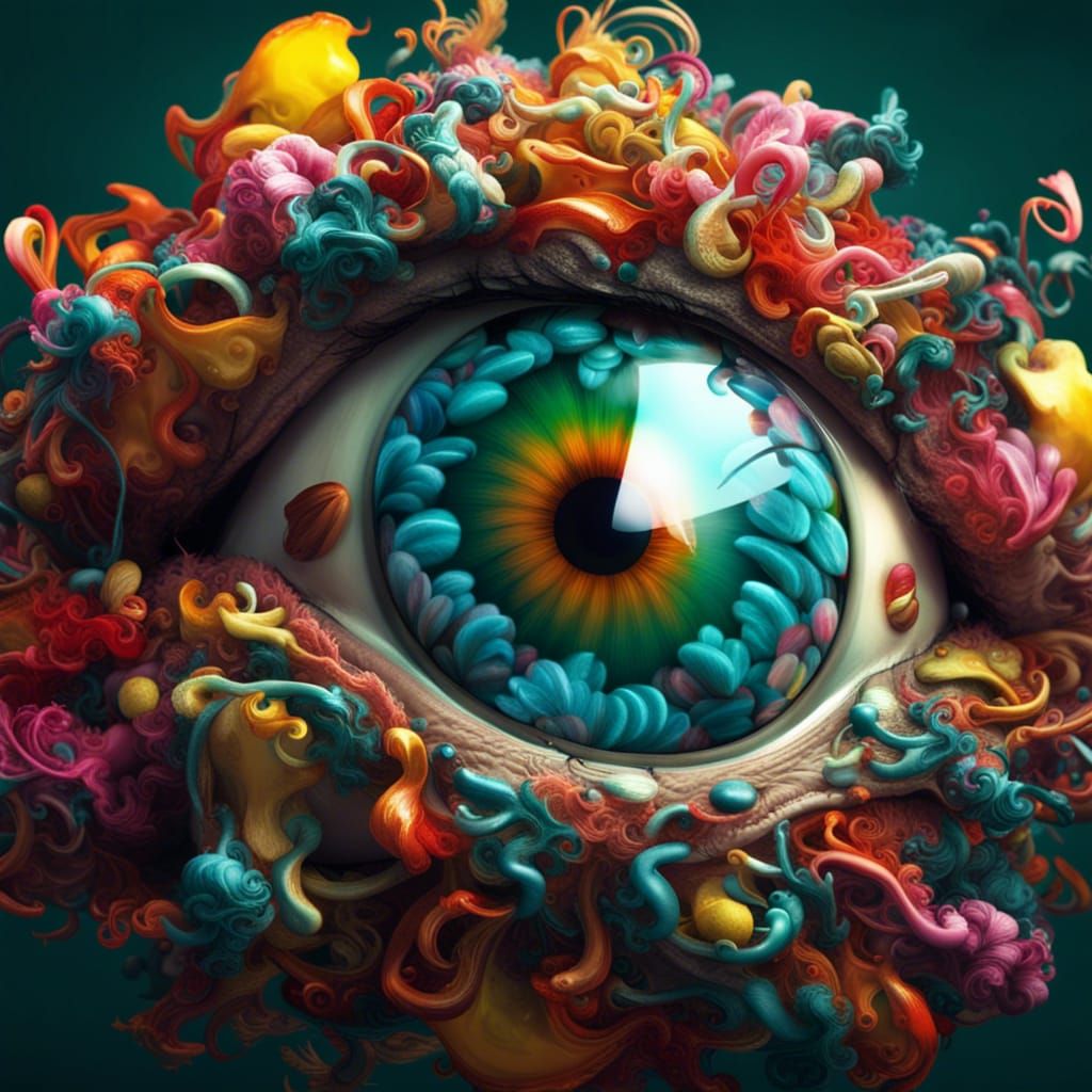 Colorful Eyeball in Photorealistic Style