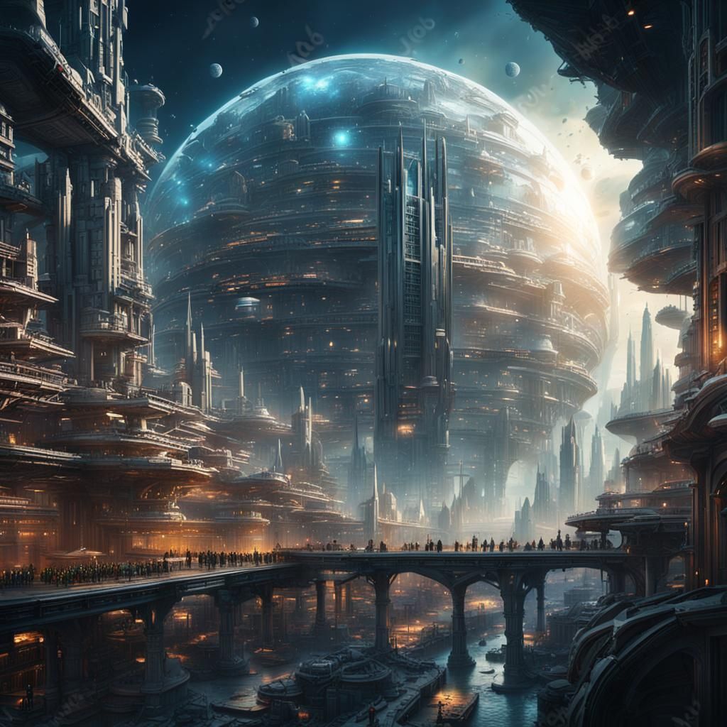 Futuristic City Protected in Outer Space Dome