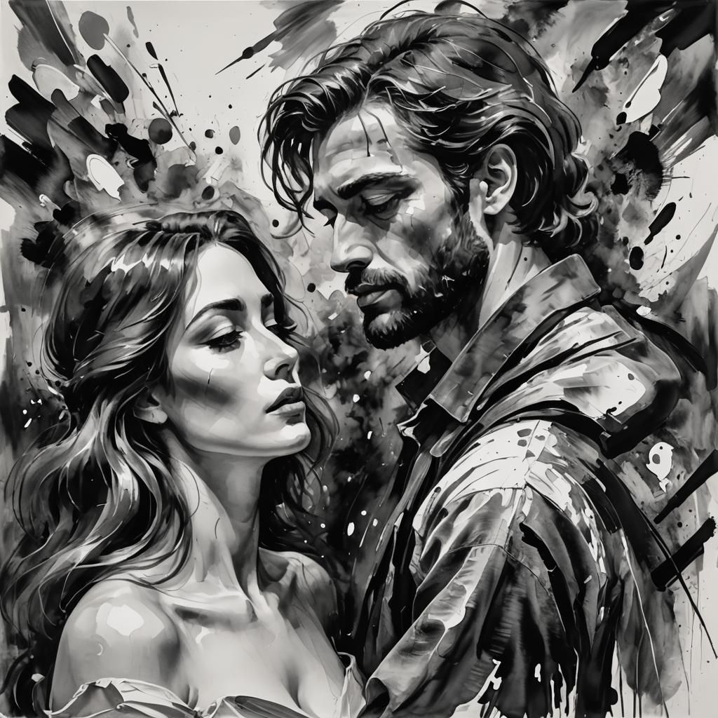 Sensual Thought of Love in Gouache Style