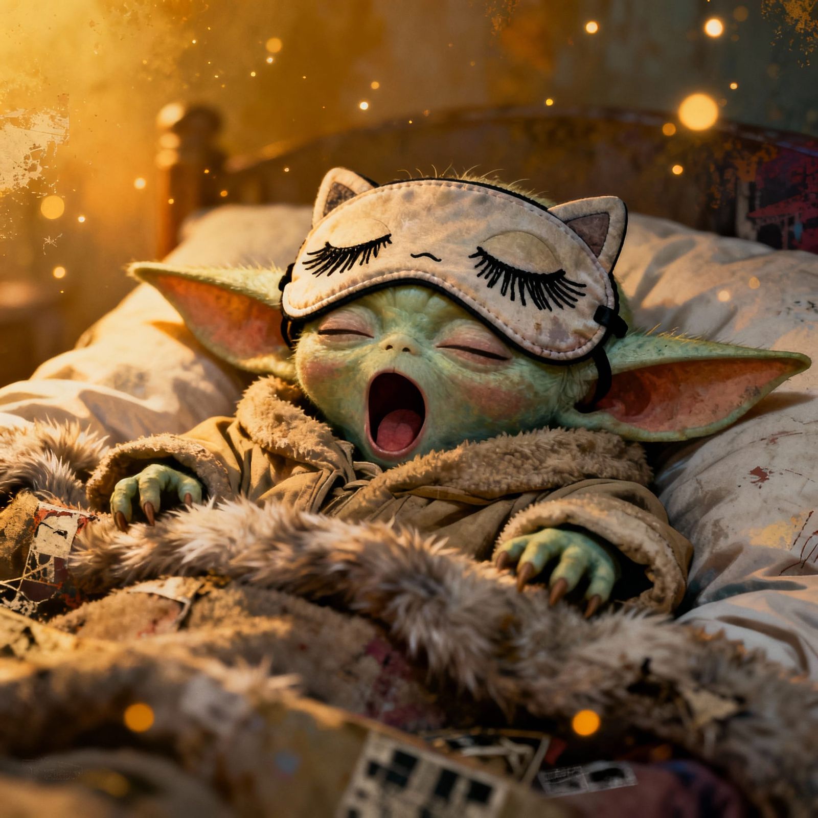 Baby Yoda Sleeps Peacefully in Cozy Bed