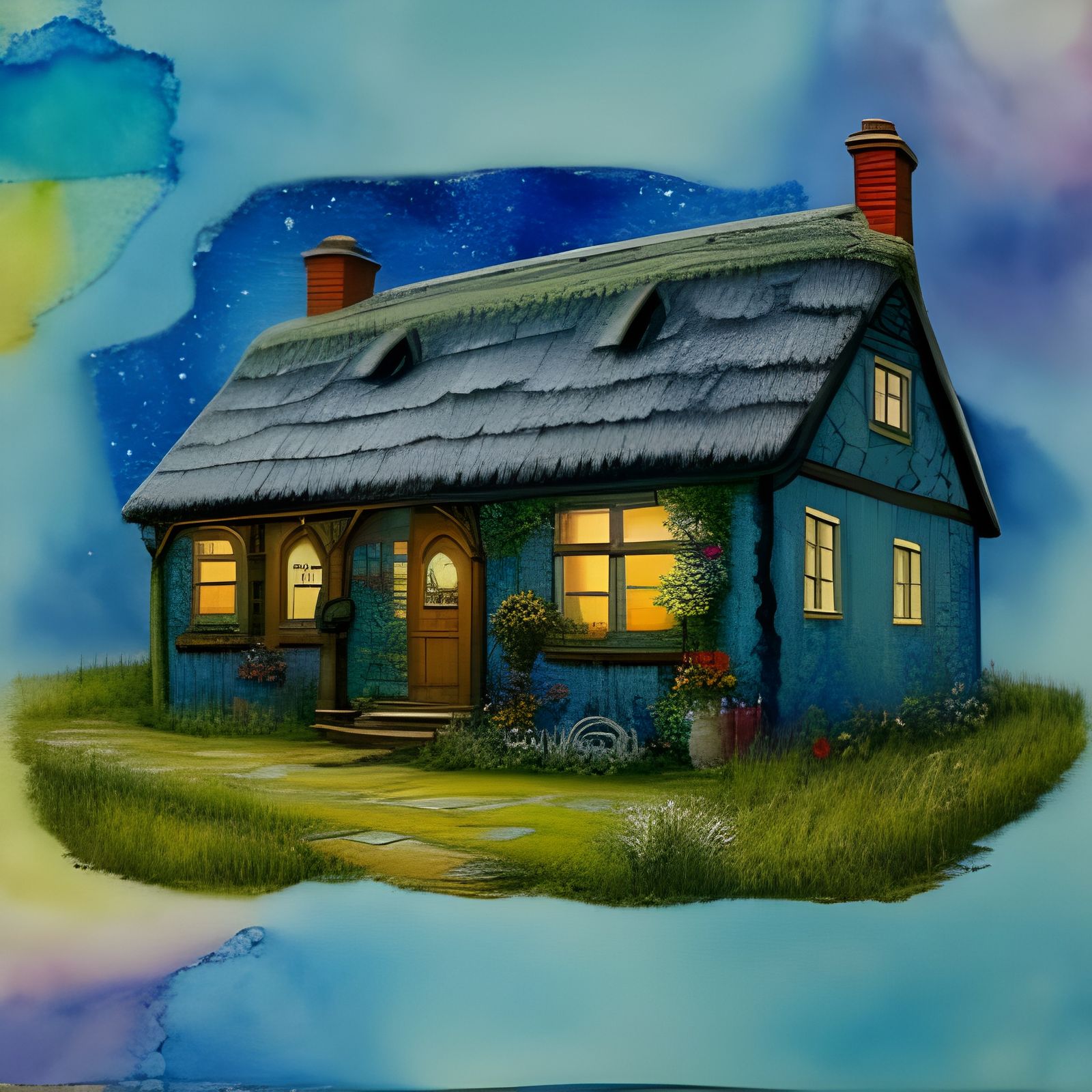 Cozy Cottage in Fused Artistic Styles