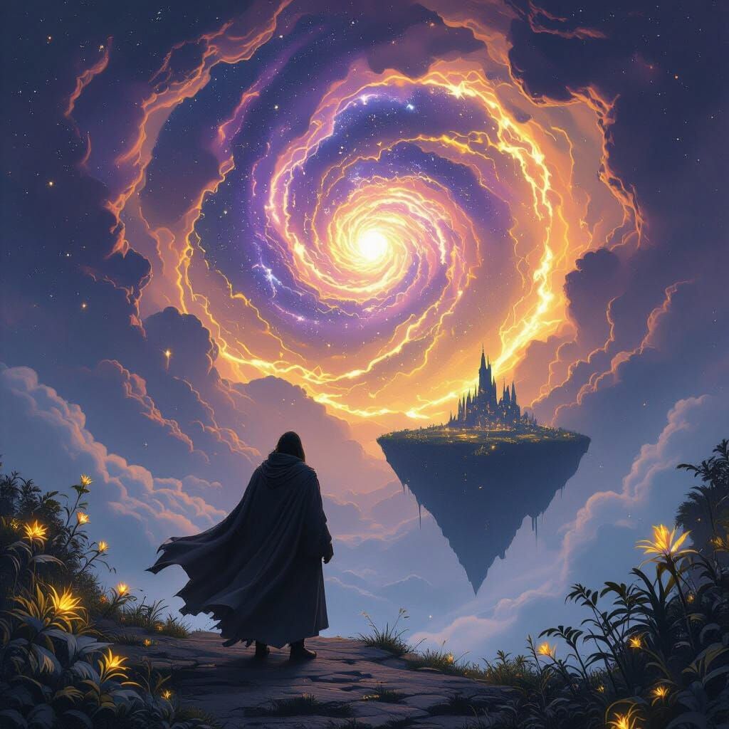 Fantasy Wanderer Gazes into Nebula