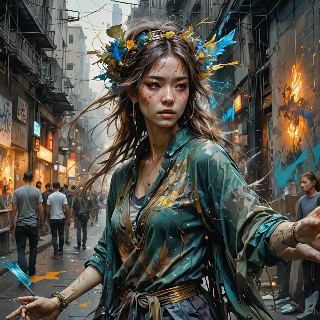 Silken Shadows Dance: A Detailed Fantasy Artscape