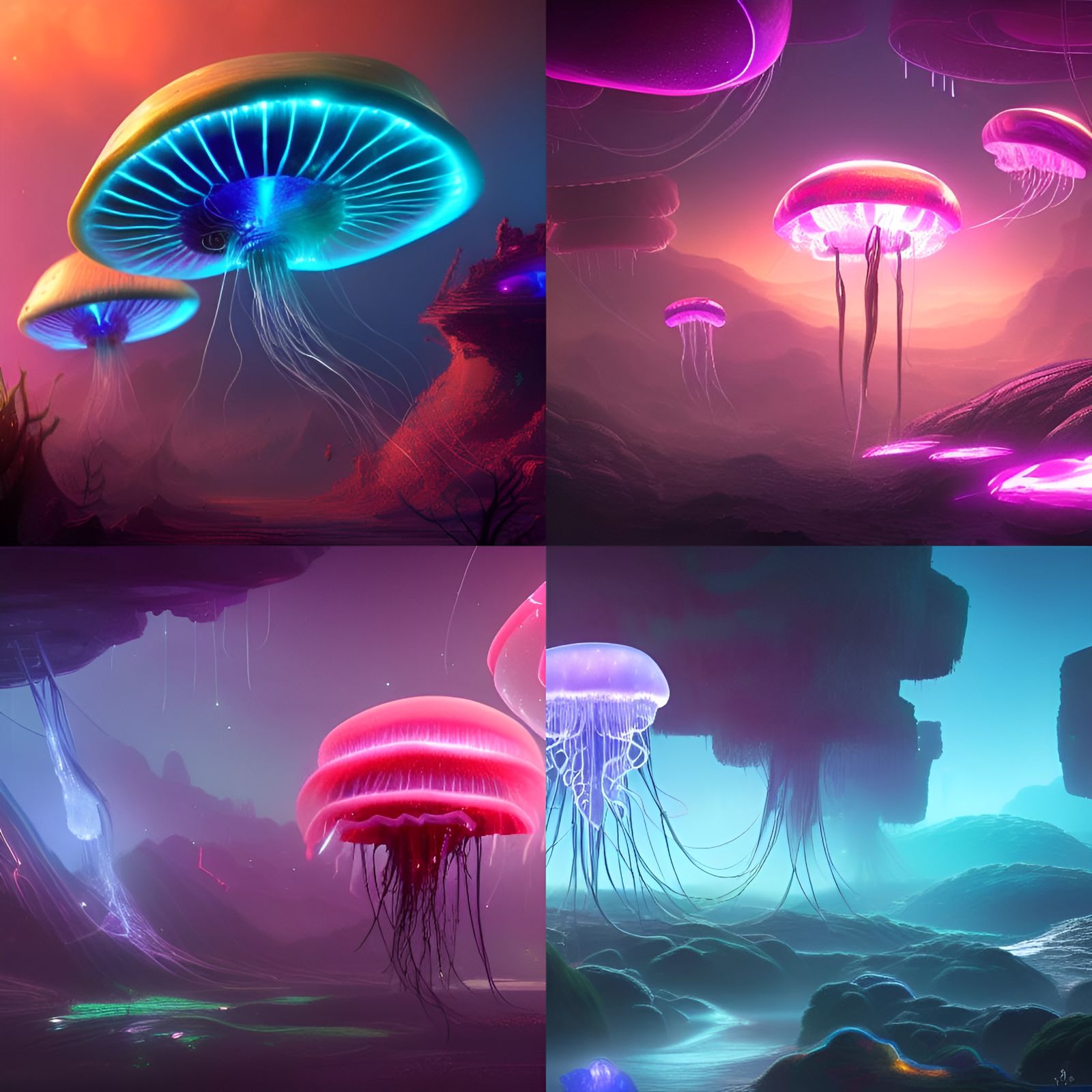 Electric Jellyfish on Uninhabited Planet: Digital Matte Pain...