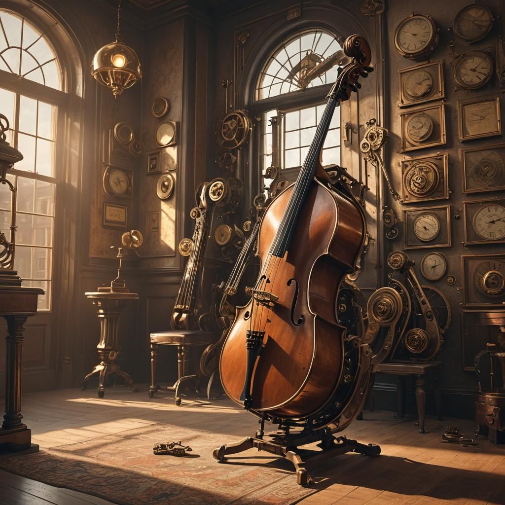 Steampunk Double Bass with Clockwork Details