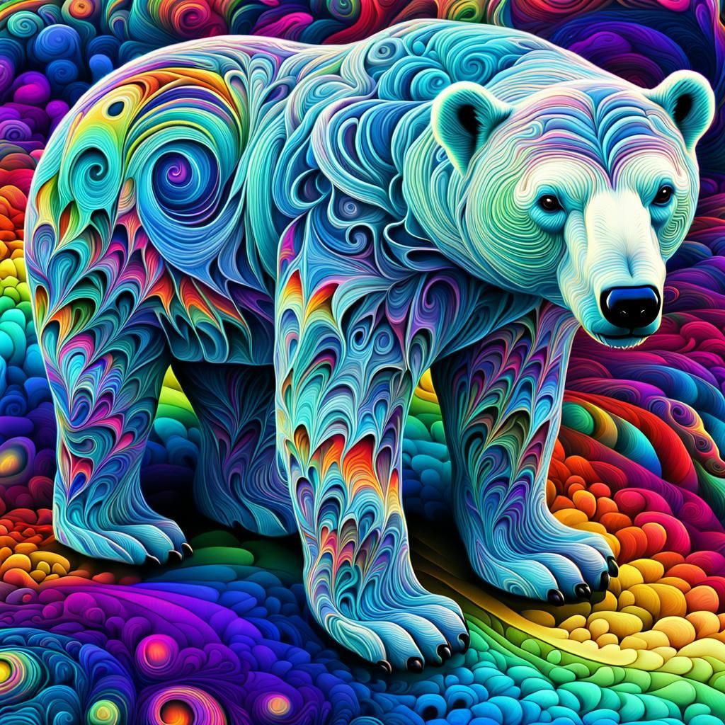 Polar Bear Fractal Art in Surrealist Style