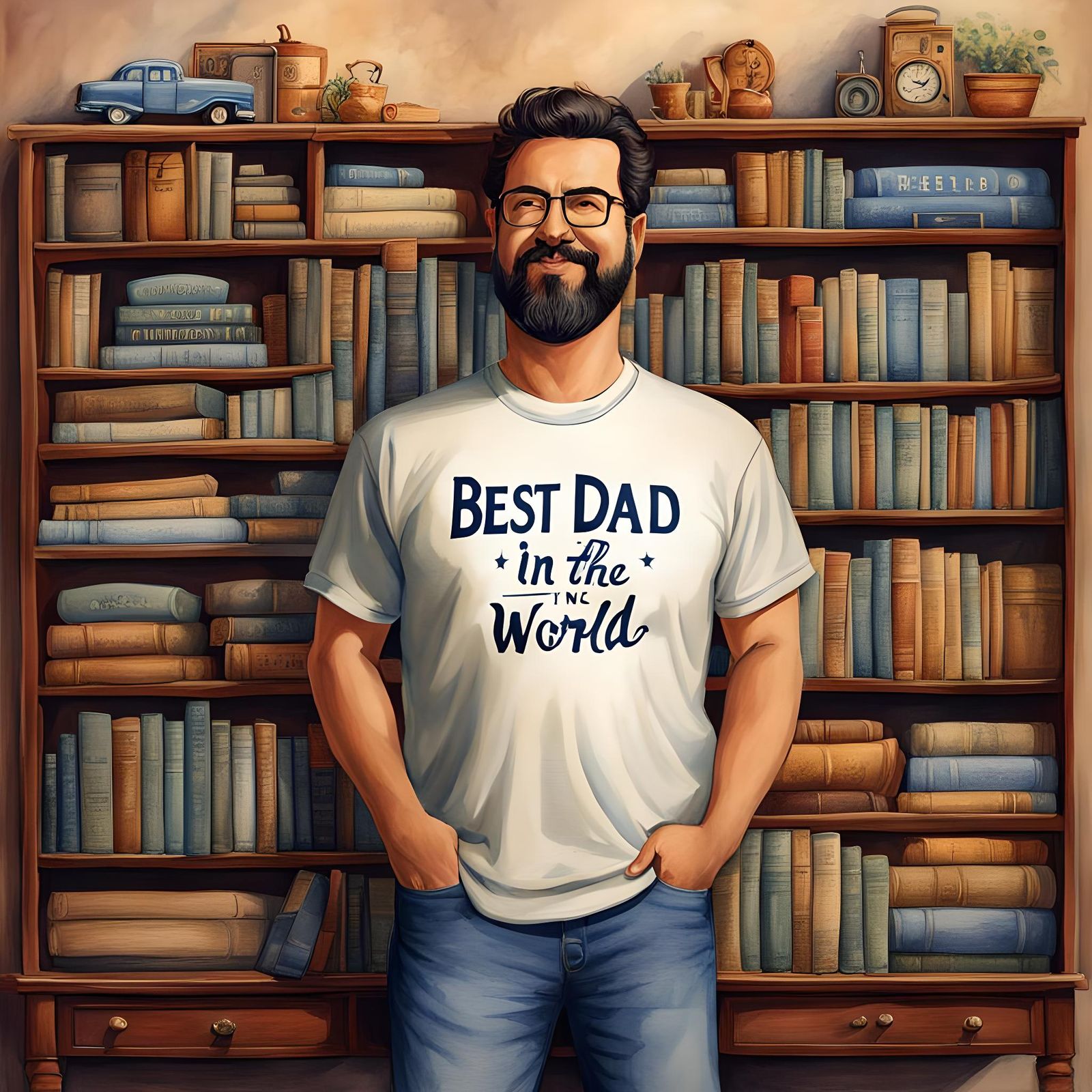 Best Dad Portrait in Kinkade-Inspired Lighting