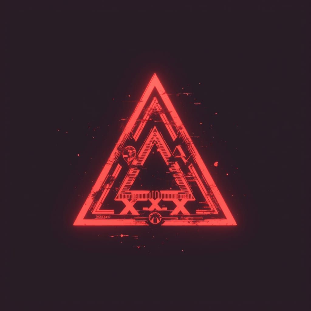 Minimalist Red Triangle Logo in Synthwave Style