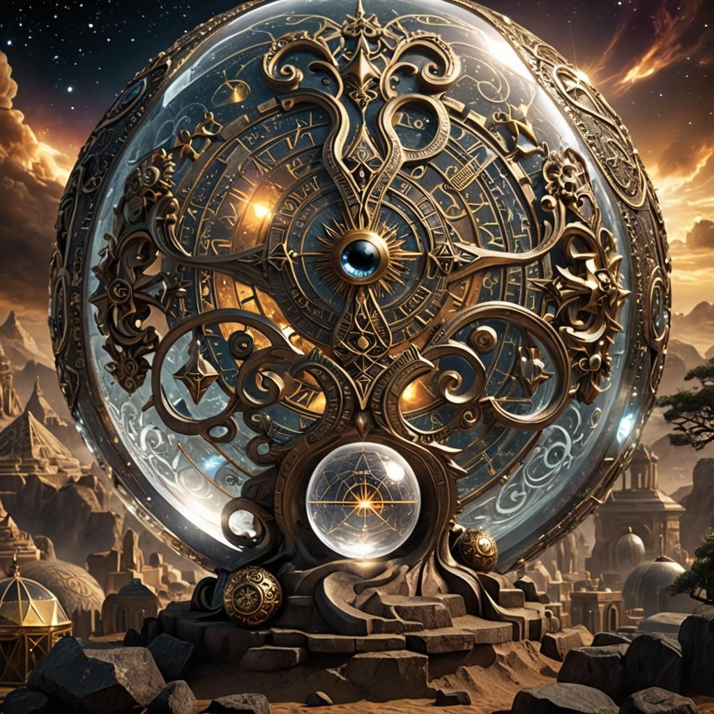 Mystical Crystal Ball with Esoteric Symbols