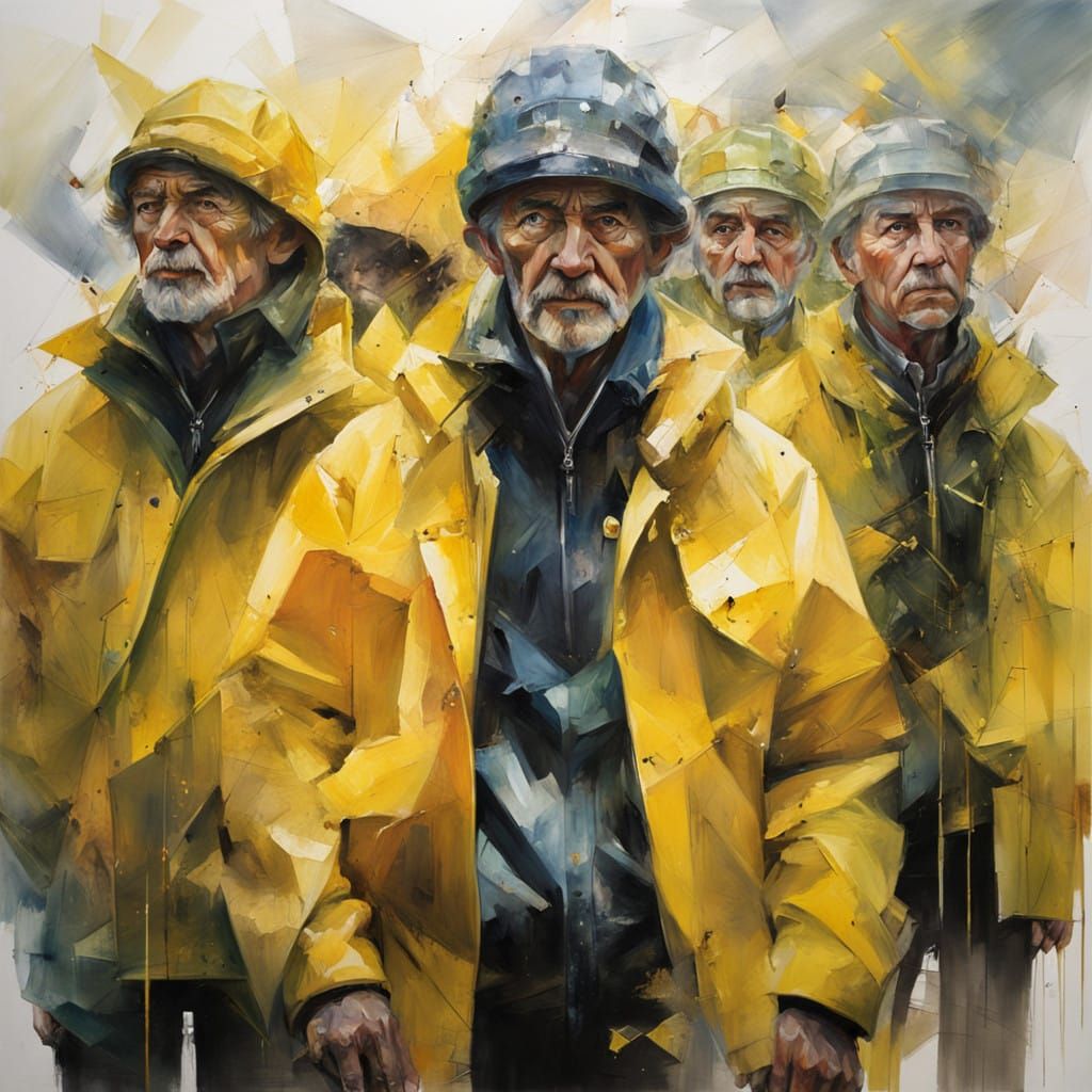Fishermen in Yellow Coats, Cubicuboctahedron Exploded Assemb...
