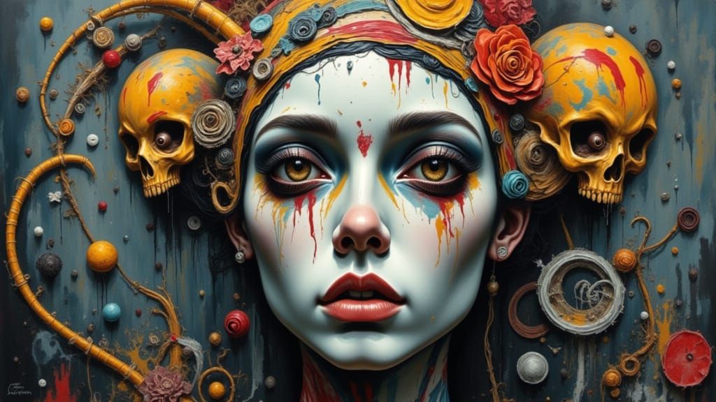 Artist's Frenzied Vision in Chaotic Studio