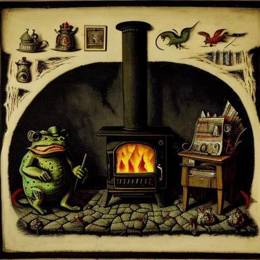 Cursed Stove Brew: Surrealist Shadows Dance