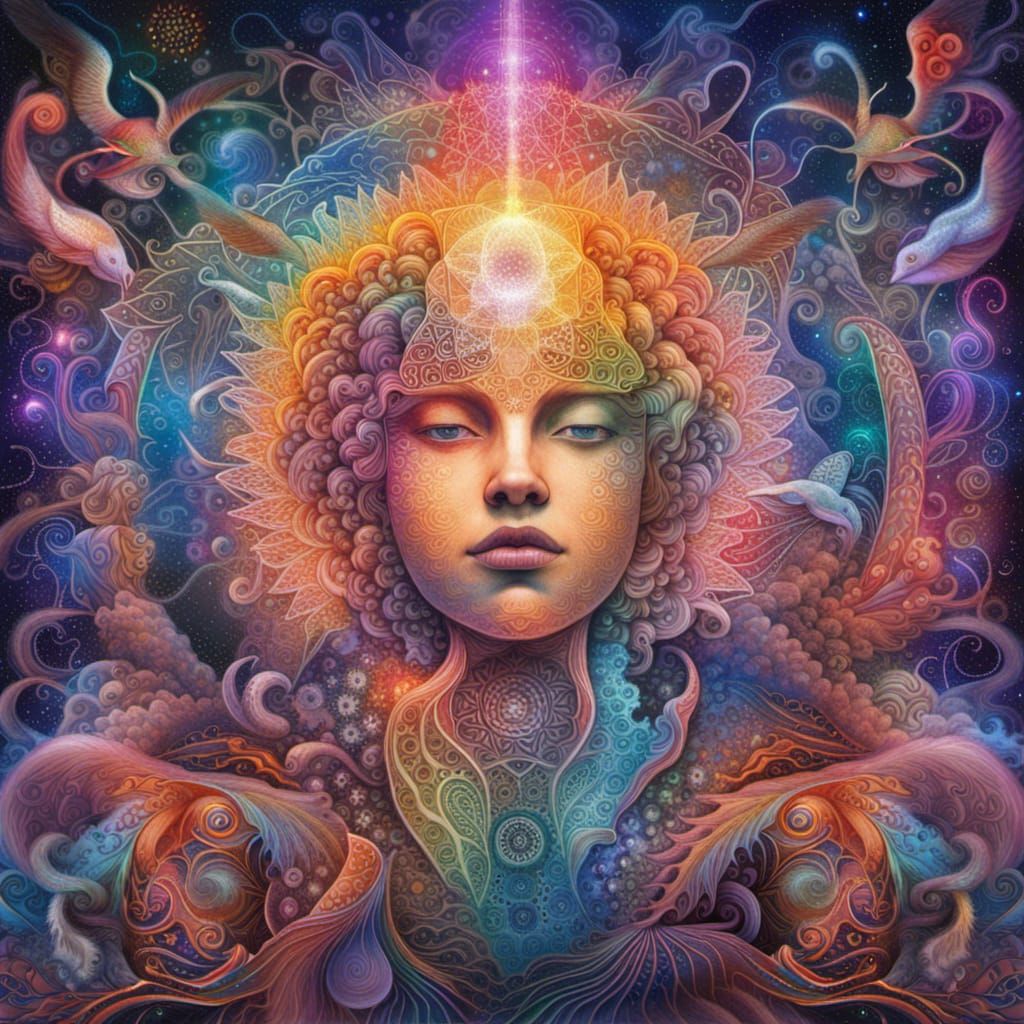 Cosmic Integration: Holographic Astral Illustration