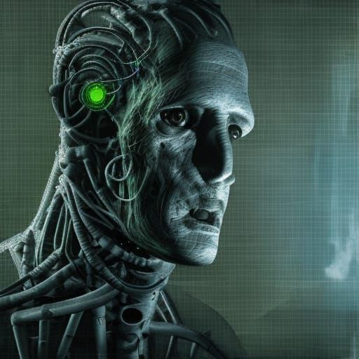Dr Frankenstein's monster human and robotic parts 8k resolution concept art hyperrealism photorealism digital illustrati...