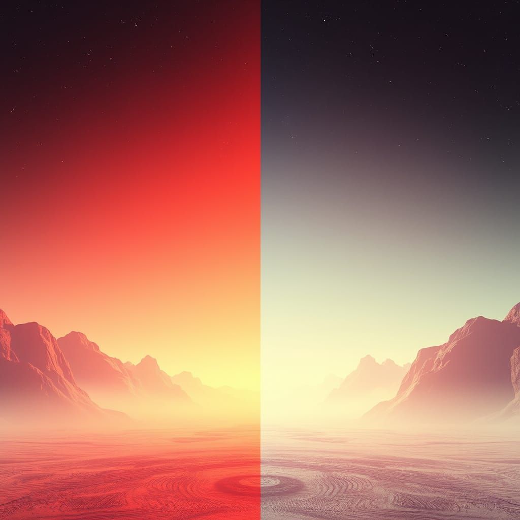Surreal Split-Screen Image with Contrasting Tones