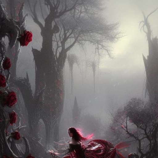 Gothic Fantasy City of Roses: Detailed Concept Art