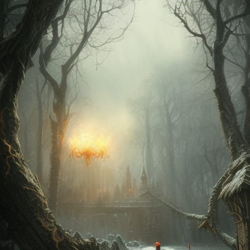 Gothic Jewel City Surrounded by Crimson Roses