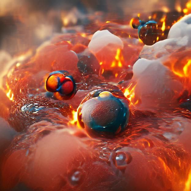 Burning Ice Molecule: 3D Rendered Concept Art