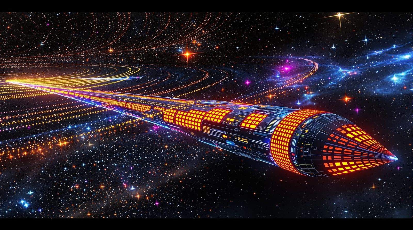 Interstellar Starship illustration in Gustav Klimt Style