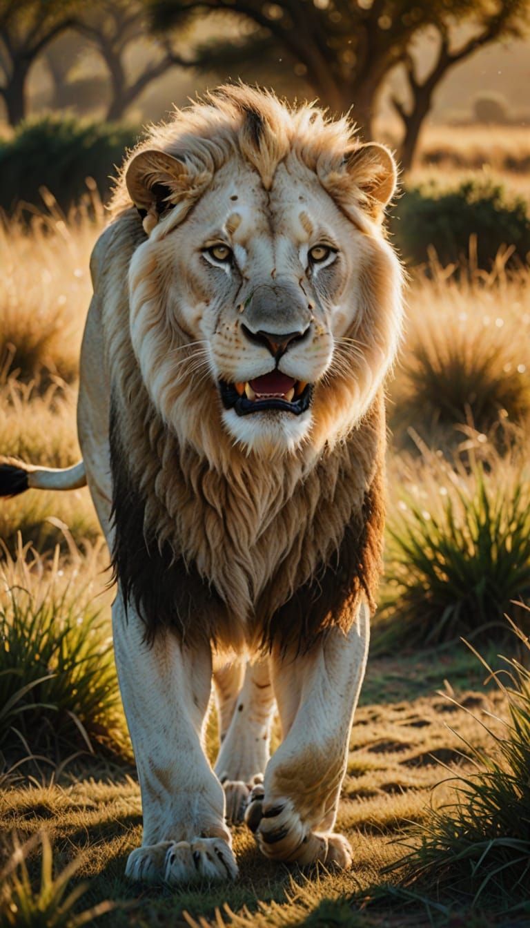 Golden Savannah King in Majestic Roar