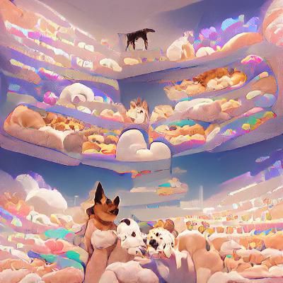 Idyllic Meadow Scene with Happy Dogs