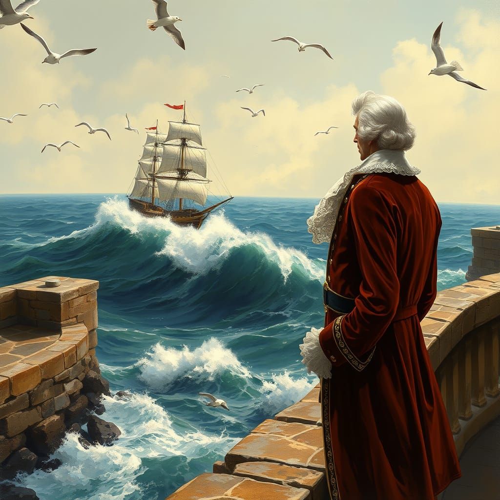 Regal Gentleman Watches Galleon Return to Harbour