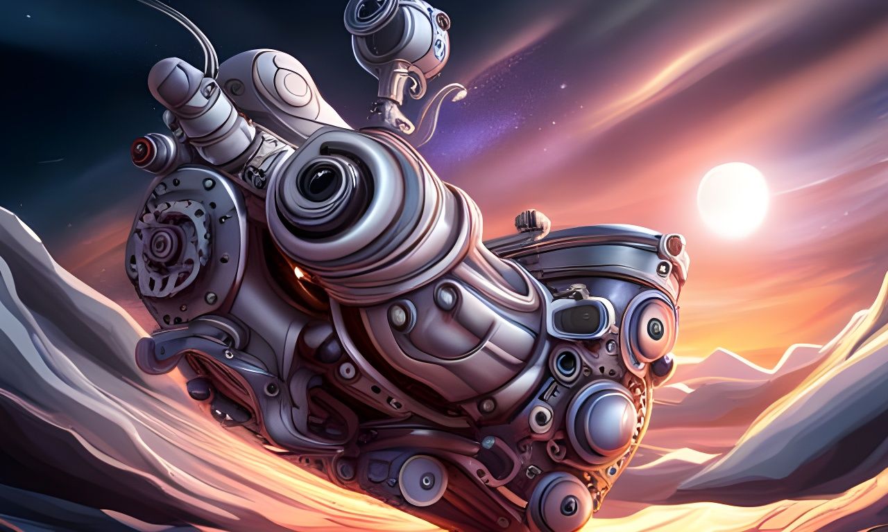 Adorable Engine Floating in Space in Artstation Style