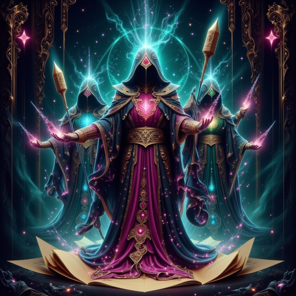 Mystical Mages in Dark Fantasy Style