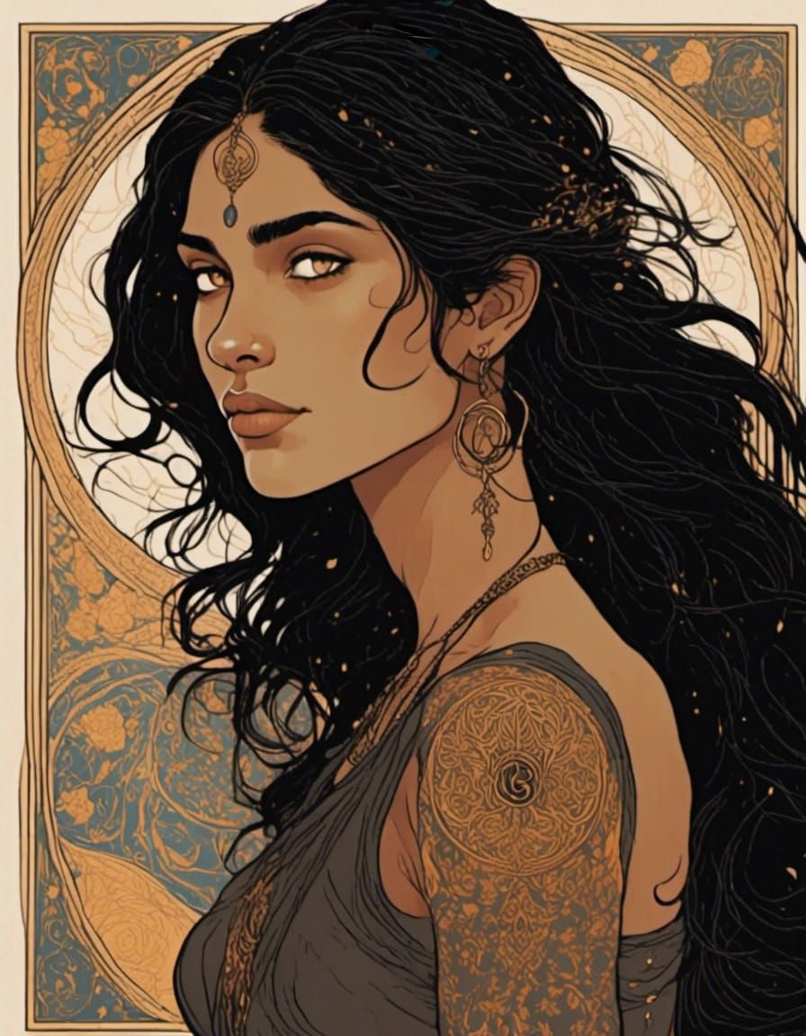 Indian Shadowhunter with Rune Tattoos in Palekh Style