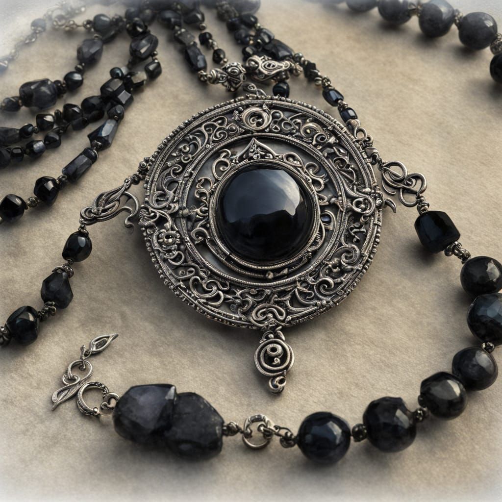 Ethereal Alien Priestess in Mysterious Black Onyx Regalia