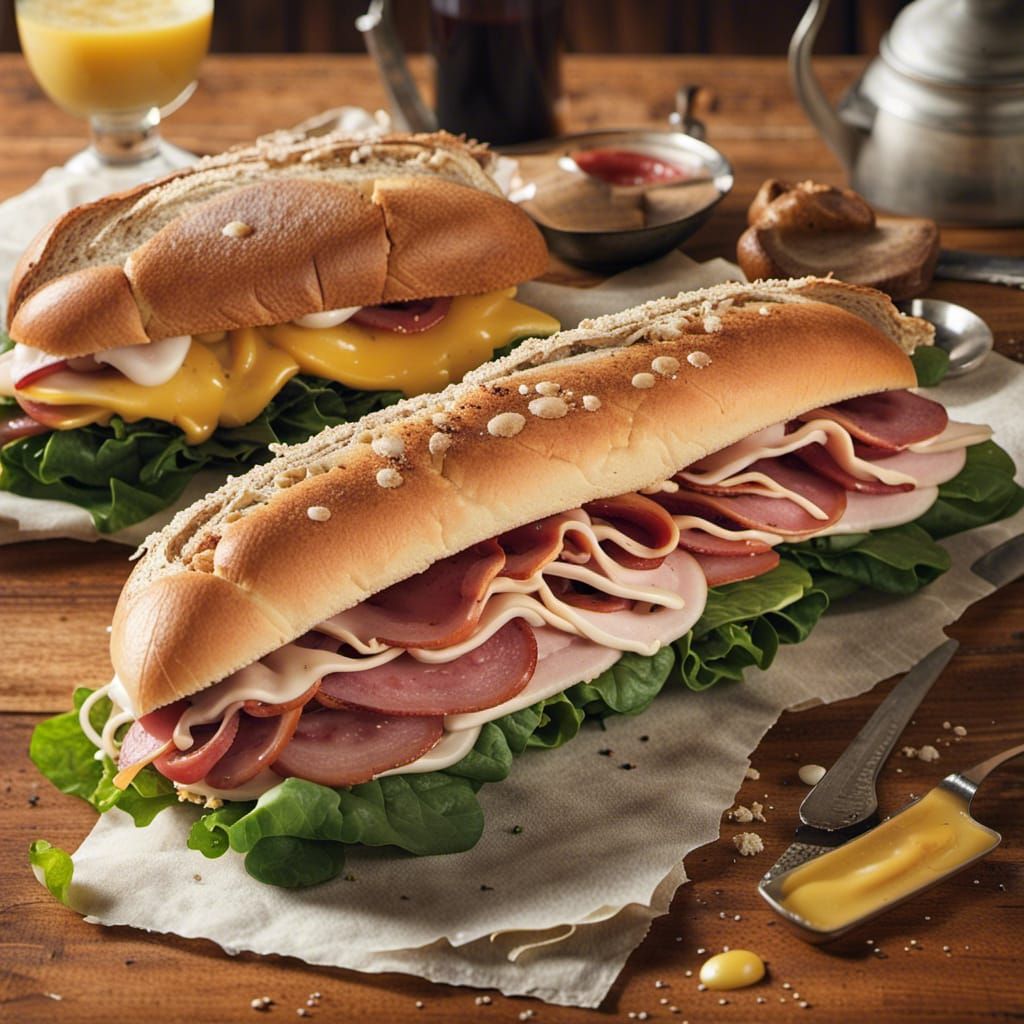 Footlong Sandwich with Meat and Veggies