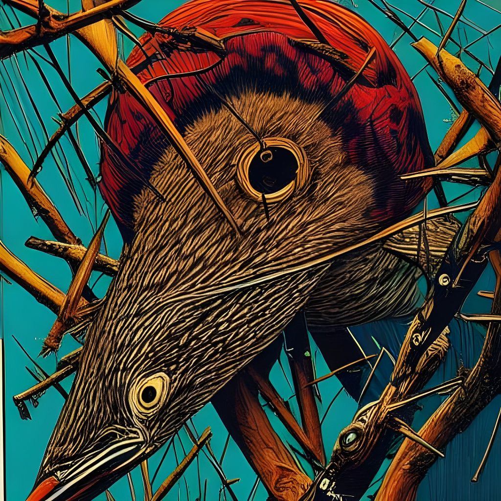 Atompunk Horror: Sniper Flipper Woodpecker Pecking Wood