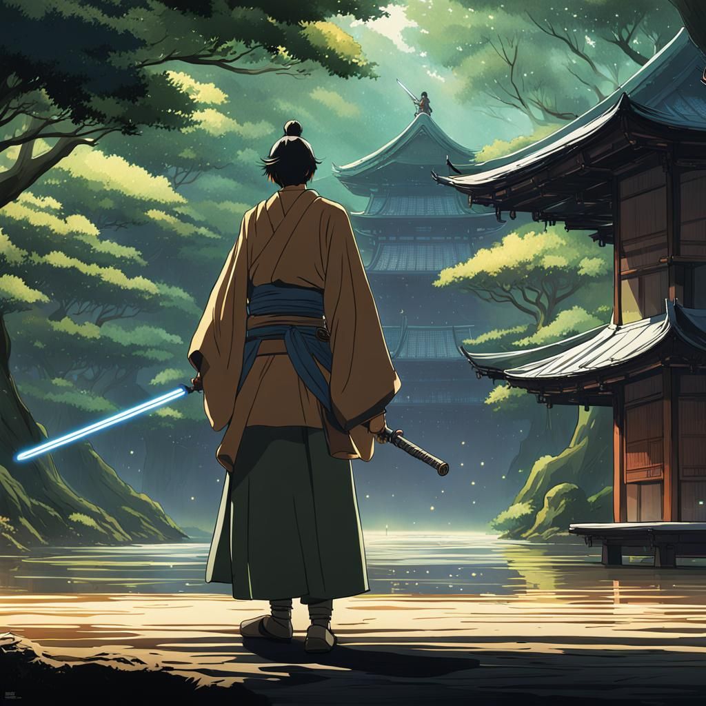 Samurai Jedi in Ghibli Anime Style