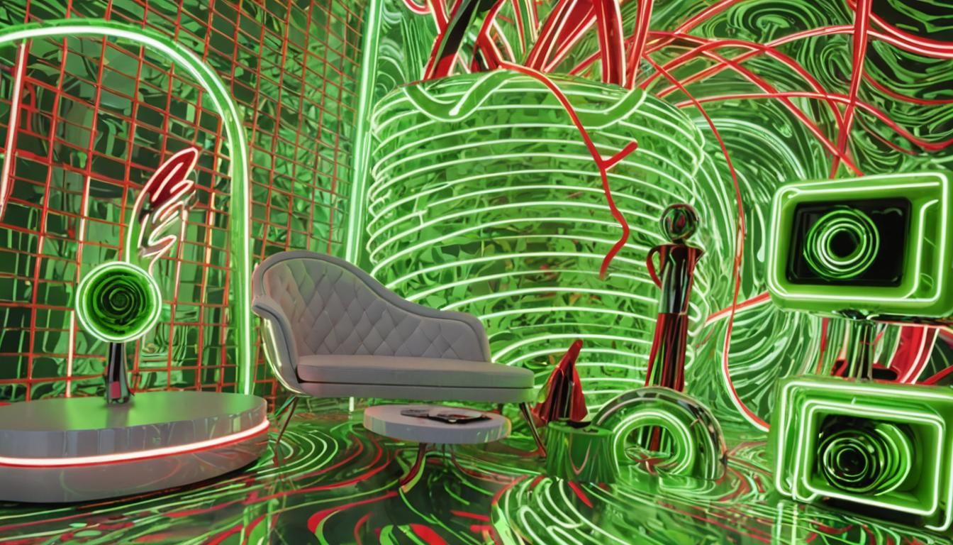 High-Energy Living Room with Neon Accents