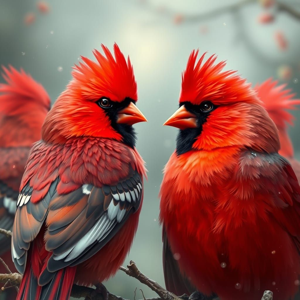 Vibrant Cardinals Display Stunning Red Crests