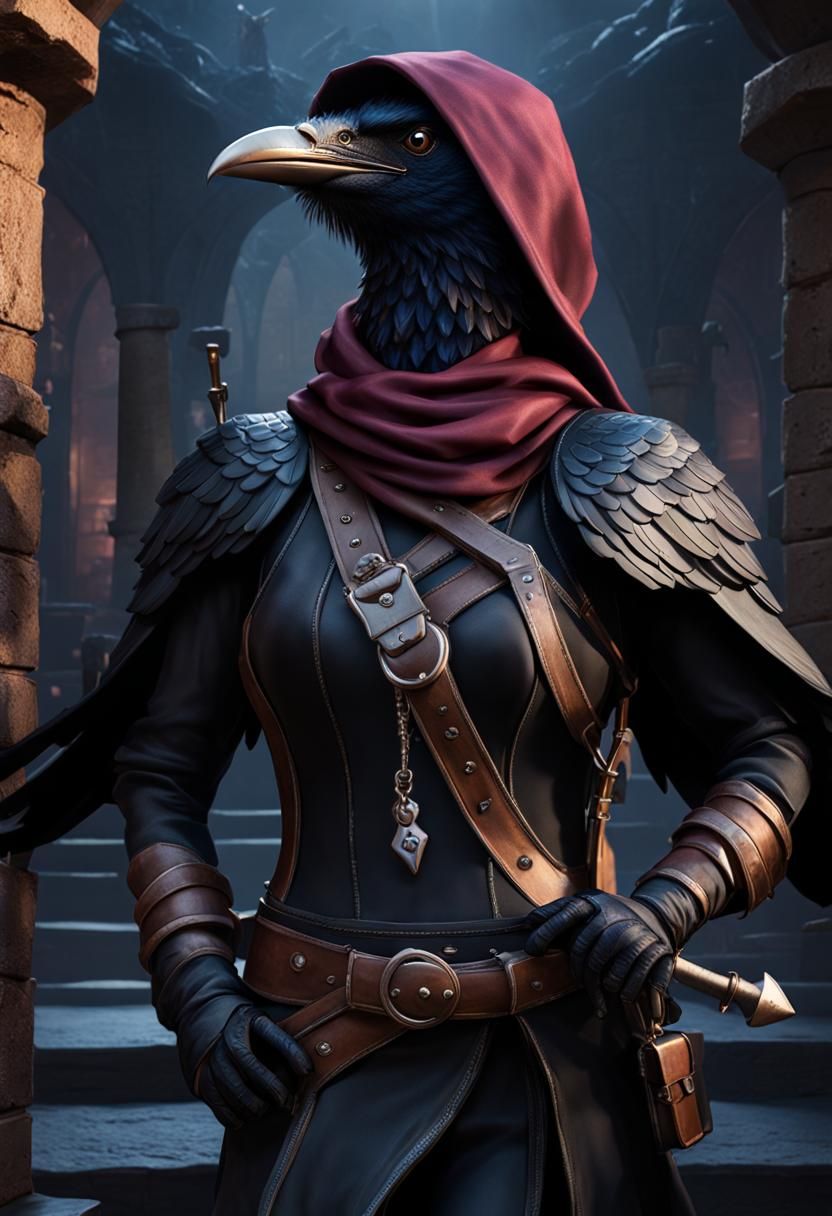 Raven Aarakocra Rogue in Fantasy Concept Art