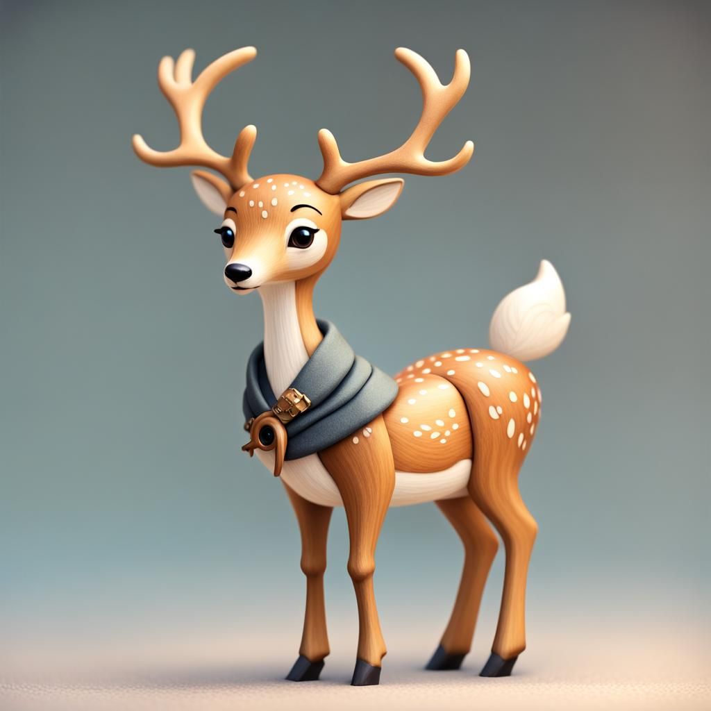 Anthropomorphic Deer Awaits a Quest