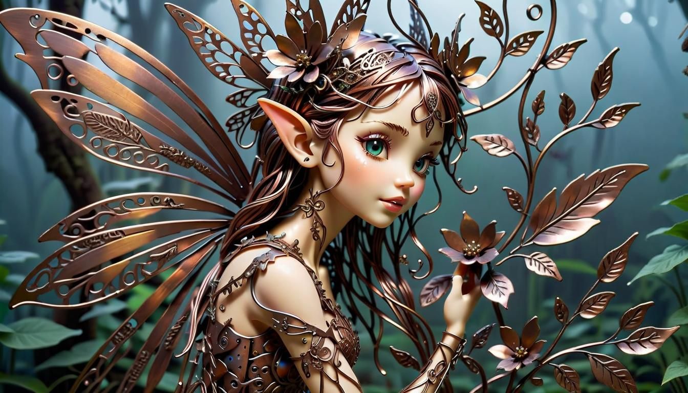 Intricate Artistic Metal Fairy Sculpture