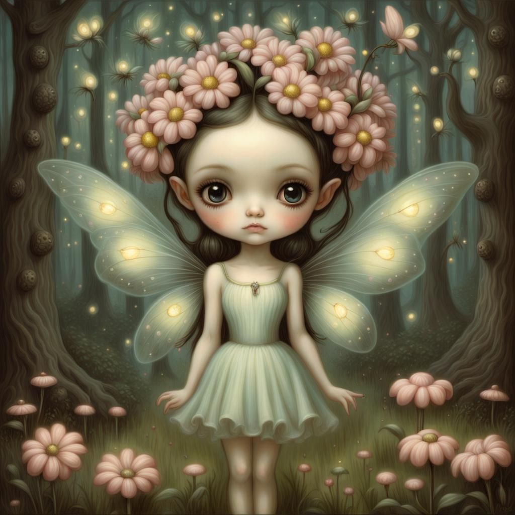 Fairy in Enchanted Forest, Pop-Surrealist Style