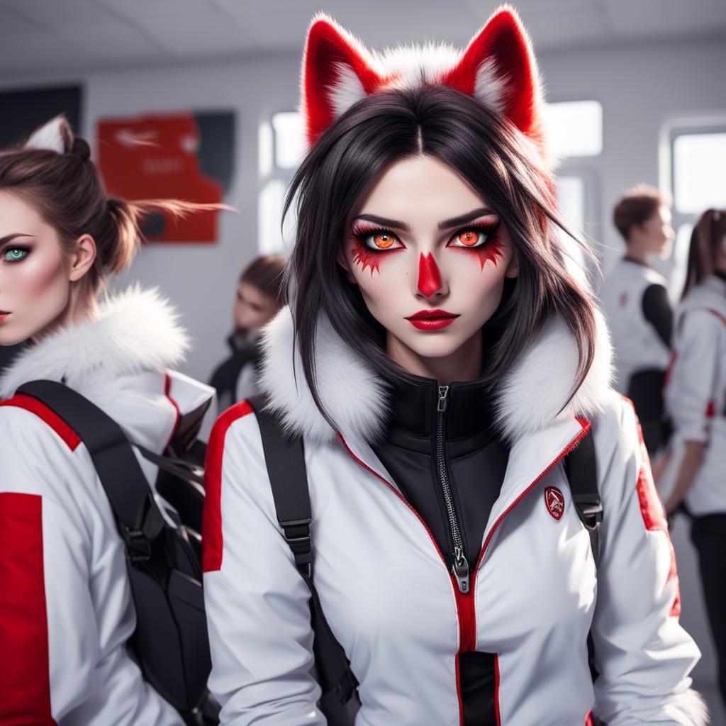 Furry Hyena Girl Selina Befriends Alex the Wolf