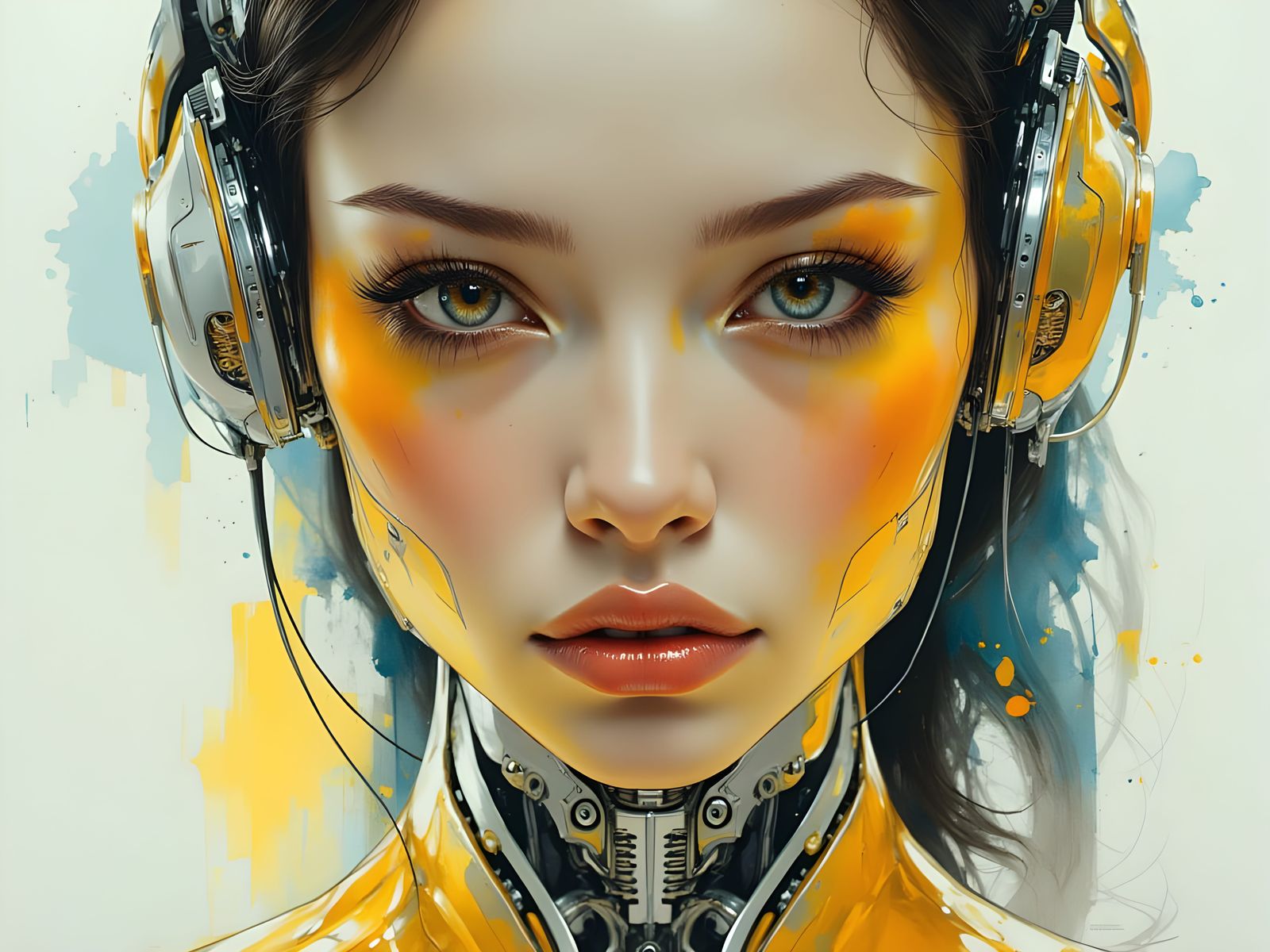 Cybernetic Beauty in Precisionist Acrylic Style