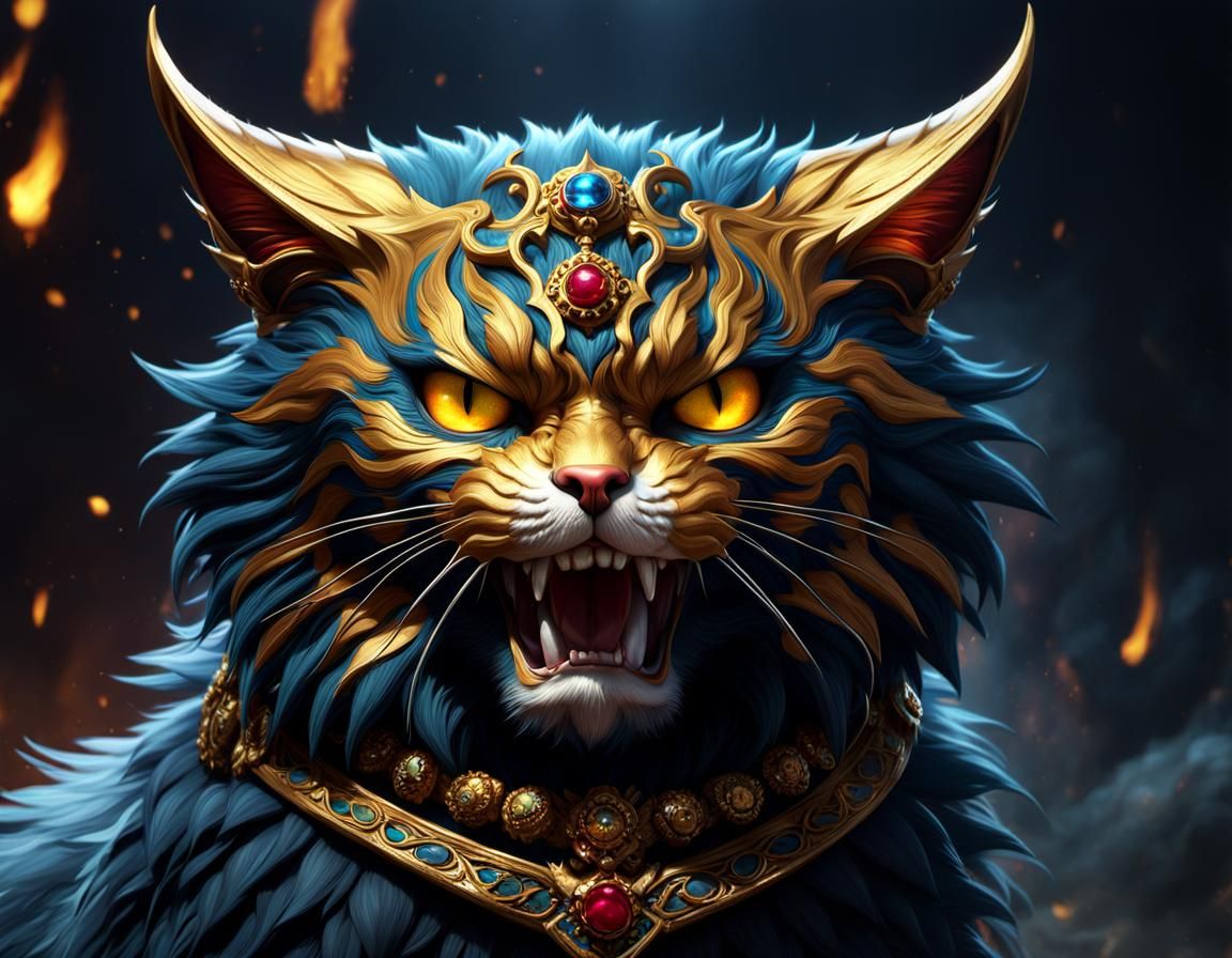 Fierce Feline: La Muerte Angry Cat Matte Painting