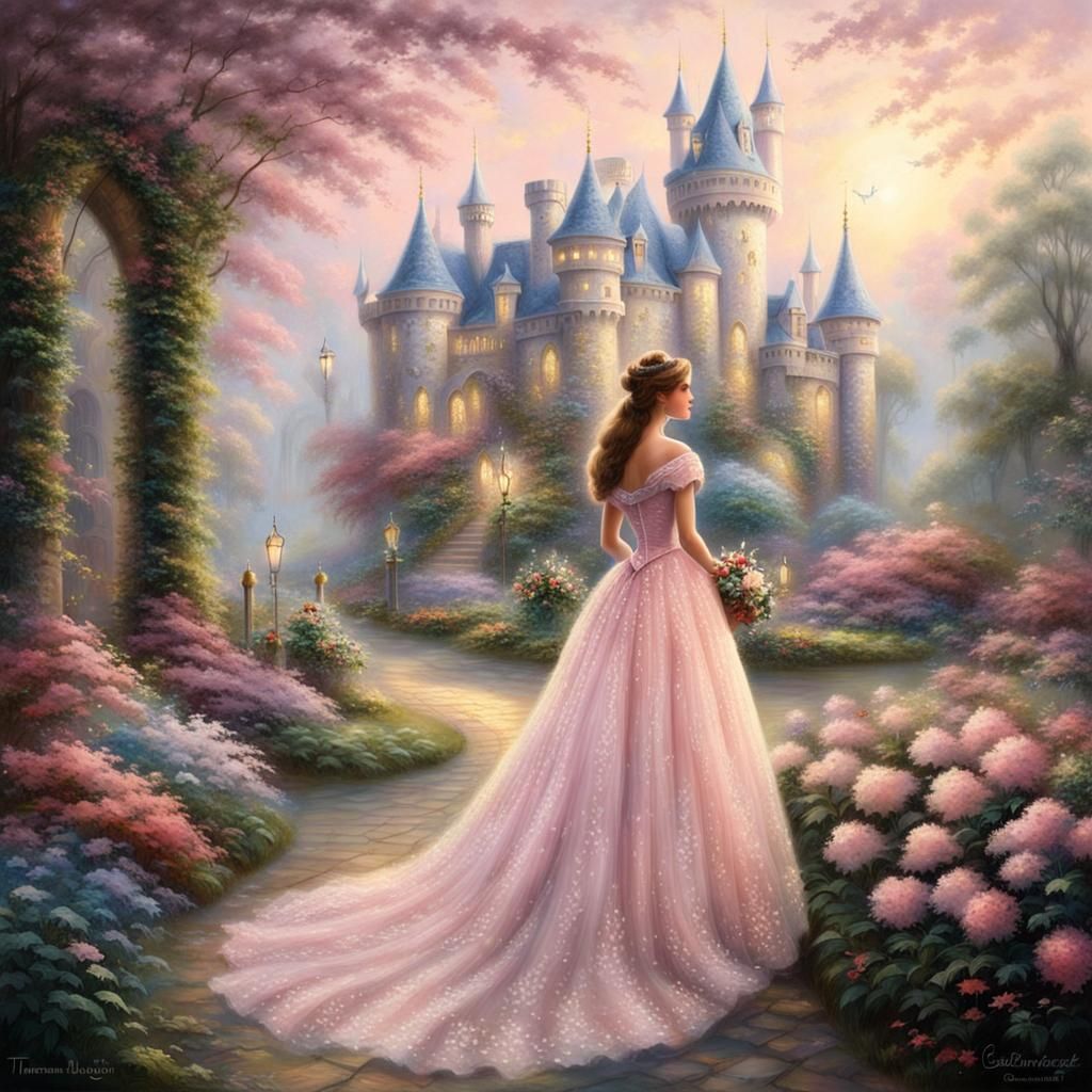 Castle Garden Princess in Ethereal Fantasy Style