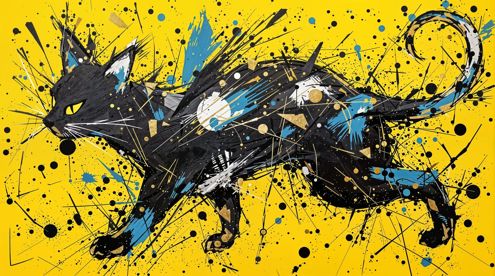 Vibrant Feline Dance in Abstract Art