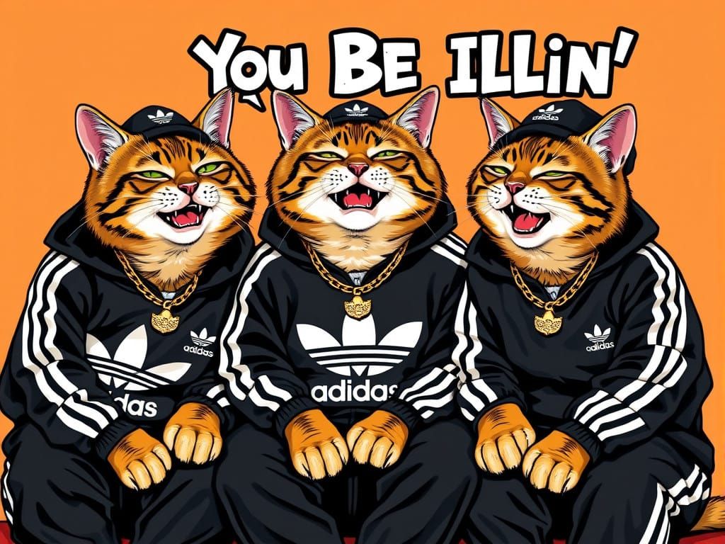 Hip-Hop Cats in 80s Adidas Style