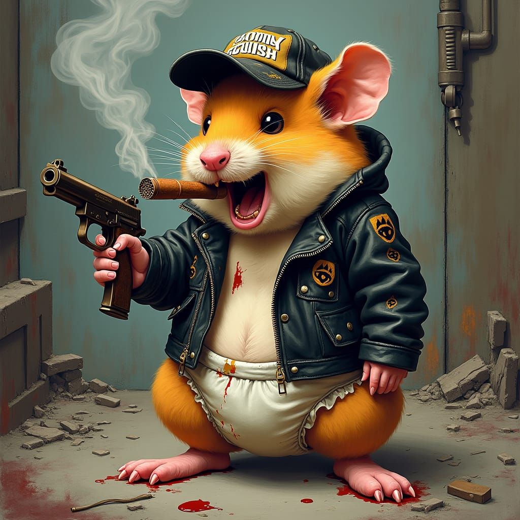 Hamster Gangster in Ralph Steadman Style